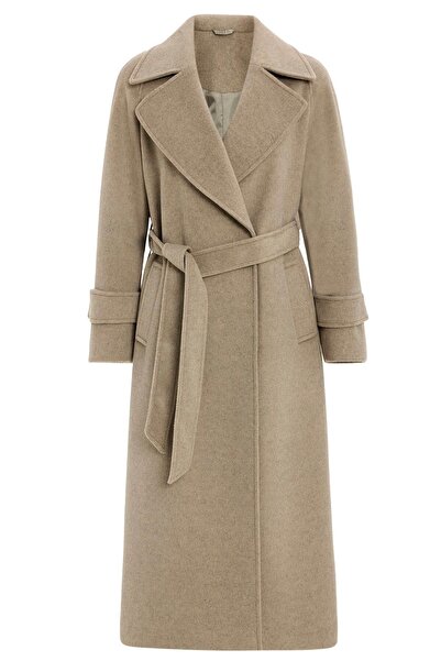 Olcay Reglan Sleeve Snap Closure Medium Length Coat Stone Melange 3145