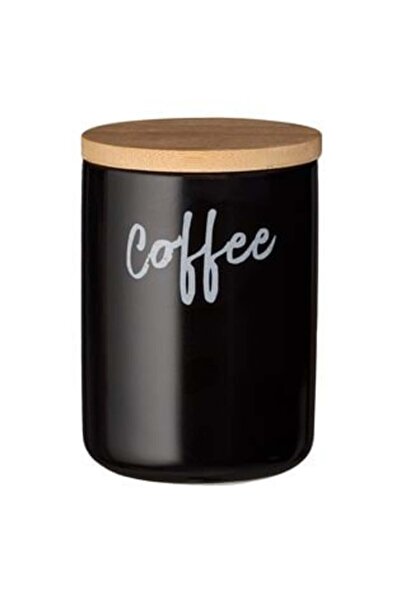 OEM Borcan Ceramic Negru cu Capac de Bambus Coffee 800ml
