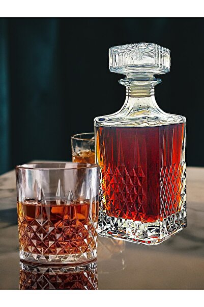 MADAME LUDA Vip-Luxury-Boxed-7-Piece-Whiskey-Set-Gift-Set. (750 Ml. Caraf Carrier with a Capacity of 750 ml + 340 Ml. 6 Whiskey Glasses)