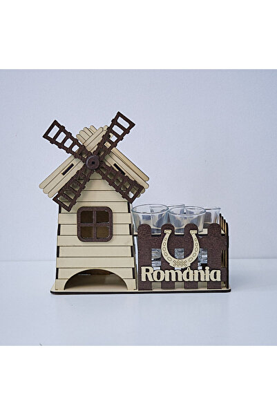 velve Minibar, Suport in forma de Moara "Aer Romanesc" cu 4 pahare