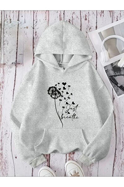 FUFLUNS JUST BREATHE SWEATSHIRT OVERSIZE UNISEX CU GLUGĂ CU IMPRIMARE IN FORM...