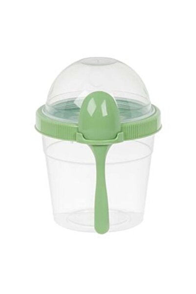 OEM Caserola din Plastic Take Away Snack cu Lingura Verde Menta 500ml