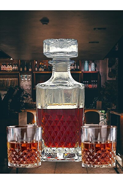 MADAME LUDA Vip-Luxury-Boxed-7-Piece-Whiskey-Set-Gift-Set. (750 Ml. Caraf Carrier with a Capacity of 750 ml + 340 Ml. 6 Whiskey Glasses)