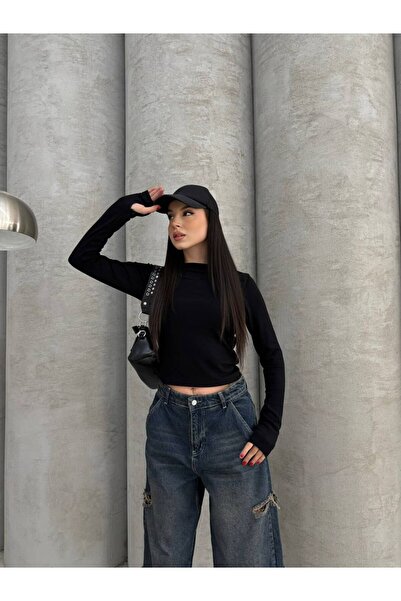 franky B Γυναικεία μπλούζα με λαιμόκοψη με δαχτυλίδια Viscon Basic