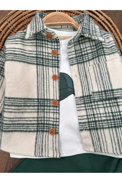 Bolly Baby Lumberjack Shirt, Hat, Oversize Hiphop Pants, Badge, 4-Piece Set for Boys and Babies