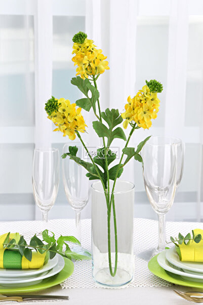 Yapay Çiçek Deposu Yapay 3lü Sümbül Dalı 80 cm Sarı