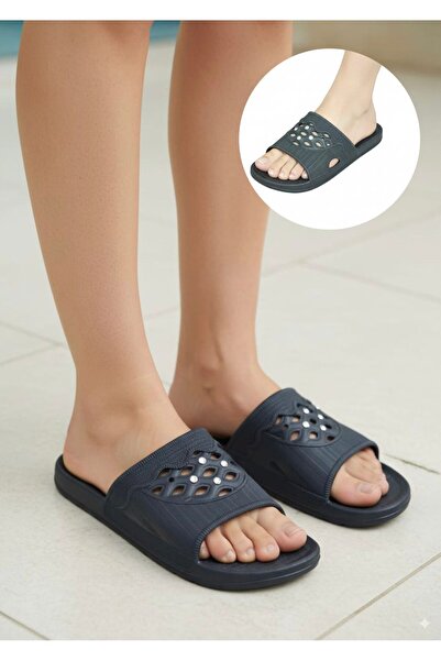 Museburan Siyah lux parlayan taşlı çok amaçlı sokak bahçe banyo terliği