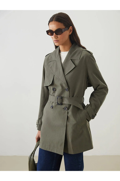LC Waikiki Lcw Modestbeige Double Breasted Collar Women's Trench Coat