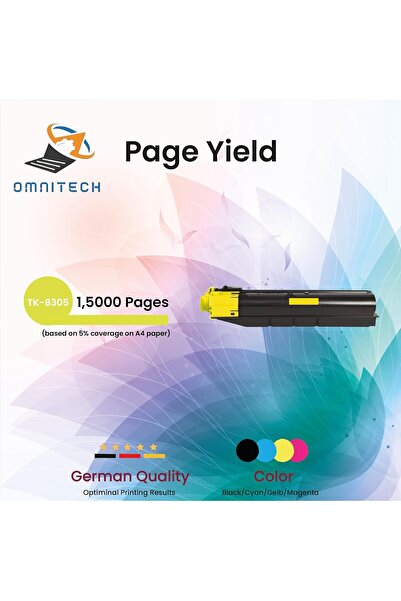 Omnitech خرطوشة حبر صفراء Omni Tech TK-8305 - متوافقة مع طابعات Kyocera TASKa...