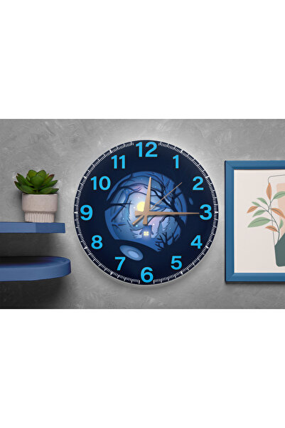 M&H Quality Decorative Silent Wall Clock with Night View – Moonlight Design