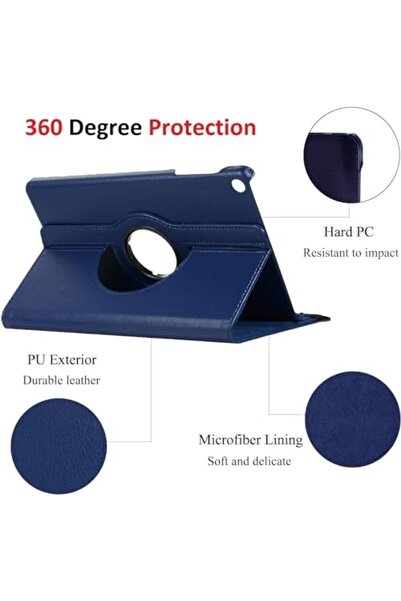 Generic جراب فوليو لجهاز Galaxy Tab S6 Lite، غطاء جلدي ذكي مقاس 26.4 سم، أزرق داكن، متوافق مع SM-P610/P615