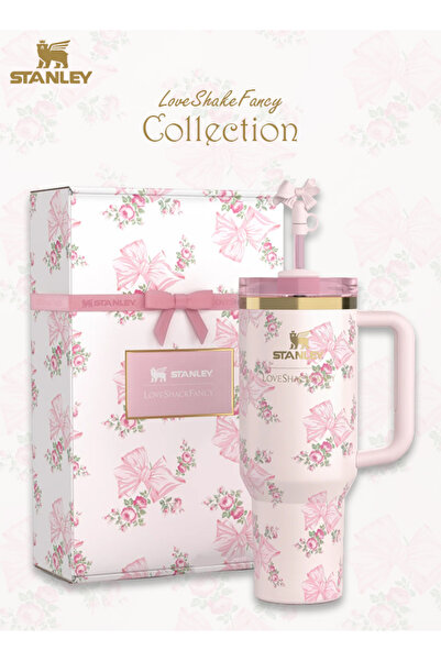 Stanley Love Shack Fancy 40oz Rosa Beaux Pink Tumbler, Stainless Steel Vacuum Insulated Cup with Lid & Straw