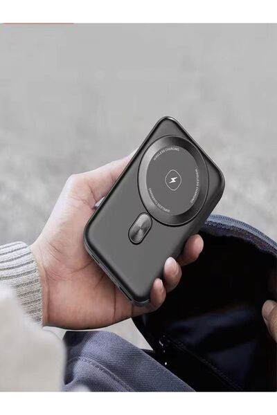 çelikwork inspiring technology 10000mah Kablosuz Magsafe Powerbank - Taşınabilir Siyah Batarya, Iphone Telefon Şarj Aleti