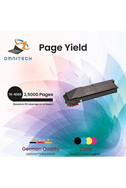 Omnitech خرطوشة حبر أسود Omni Tech TK-8305 - متوافقة مع طابعات Kyocera TASKal...
