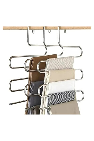 WareHause0 5 Bölmeli Metal Elbise Askısı - Giysi Pantalon Eşarp Fular Kıyafet...