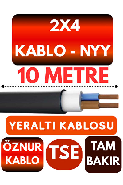 Avarson Öznur 2X4 NYY (Yeraltı Kablosu) Metre Seçenekli 10 METRE