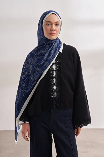 ARMANDA İTHAL VUAL ROSES DESEN ŞAL - LACİVERT