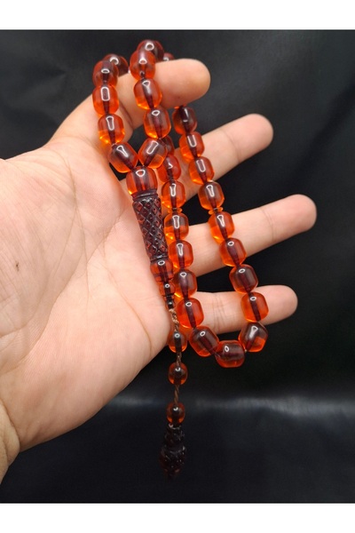 Han Ticarethane Fire Orange Imame Embroidered Powder Amber Prayer Beads