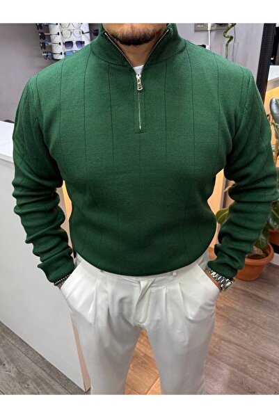 BYATA MENS STYLE Men's Half Zip Polo Neck Seasonal Sweater