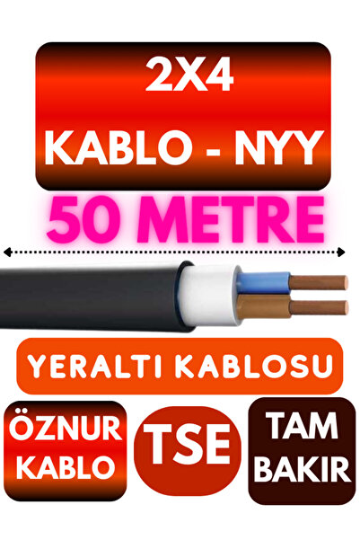 Avarson Öznur 2X4 NYY (Yeraltı Kablosu) Metre Seçenekli 50 METRE