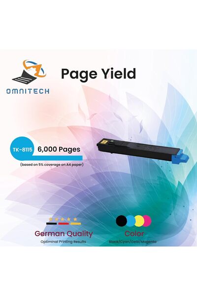 Omnitech خرطوشة حبر سماوي Omni Tech TK-8115 - متوافقة مع طابعات Kyocera ECOSY...