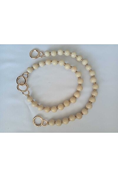 hobi duragı مقبض حقيبة خشبي مزين بالخرز مع حلقات زنبركية في الأطراف - إكسسوار...