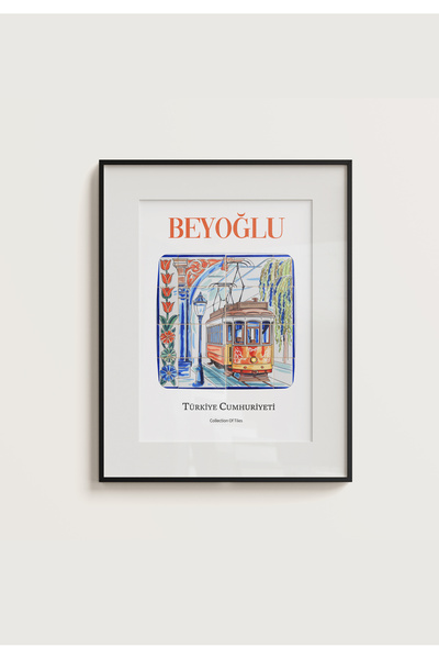 POSTER ISTANBUL BEYOĞLU Cu aspect de porțelan cu tematică Tranway, fără ramă