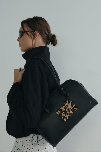 Suud Collection Brown Lue Leopard Mirrored Card Holder