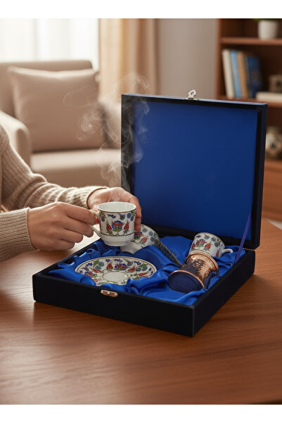 ÅLÅ OTANTİK HEDİYELİK Kili Coffee Pot and Cup Set with Velvet Box