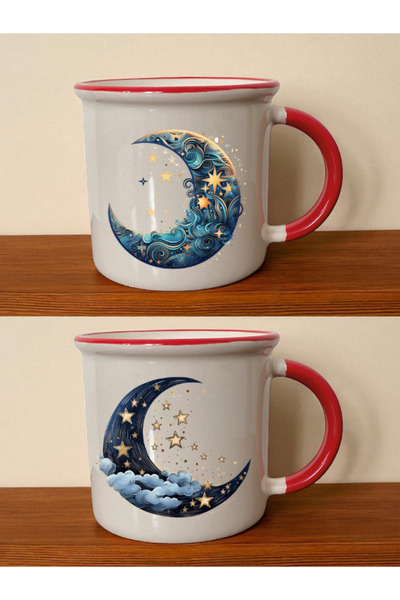 lili hediyelik كوب أحمر مطبوع عليه القمر والنجمة - أفكار هدايا رأس السنة، هدا...