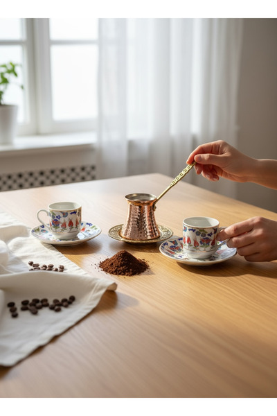 ÅLÅ OTANTİK HEDİYELİK Double Coffee Pot Coffee Cup Set with Velvet Box