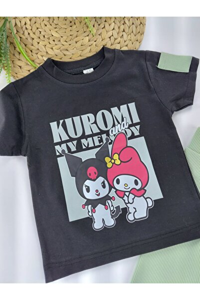 Butik Girls' Kuromi Printed Capri Leggings T-Shirt Two-Piece Set