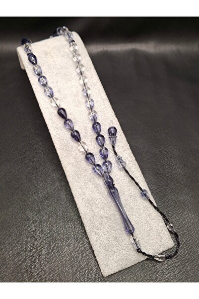 Han Ticarethane سبحة من حجر البخور الأسود الشفاف على شكل قطرة دمعة