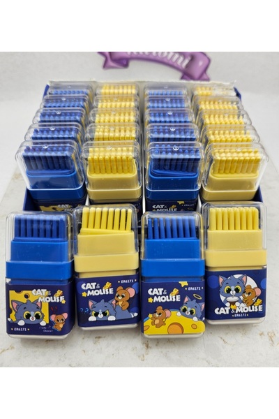 Meyra Accessories tom ve jerry süpürgeli silgi silmeli ile temizleyeci kurumili silgi okul öncesi hediyelik 1adet