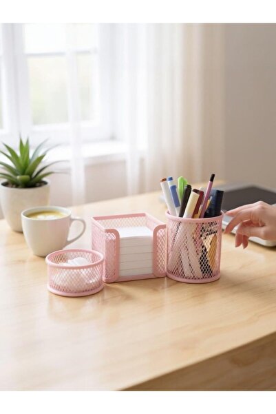 STOREMAX svngsphereshop Masaüstü Perfore 3'lü Toz Pembe Kalemlik Seti ND-1001...