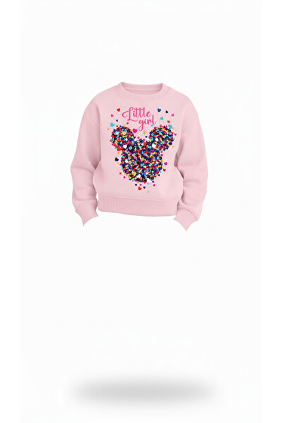 LİTTLE TORTOİSE Little Girl Heart Mickey Printed Tracksuit Set / Sweatshirt Set