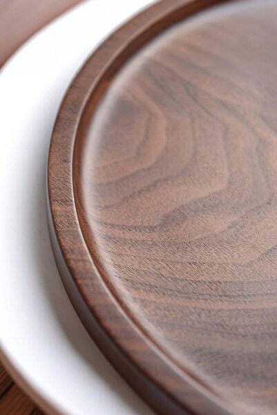 OK Wood Premium Ahşap Yuvarlak Sunum Tepsisi 21 cm – Şık Atıştırmalık, Peynir, Çay ve Kahve Servis Tepsisi