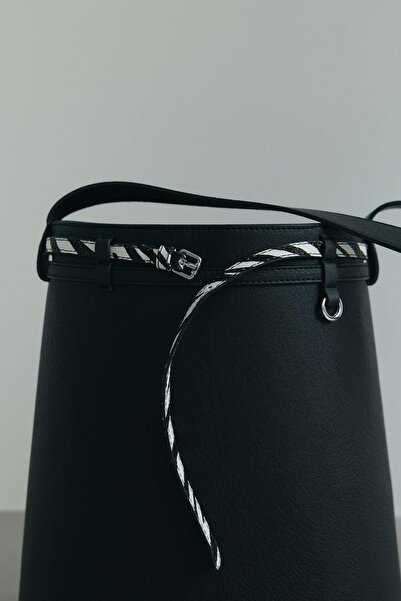 Suud Collection Black Lora Belted Leather Bag