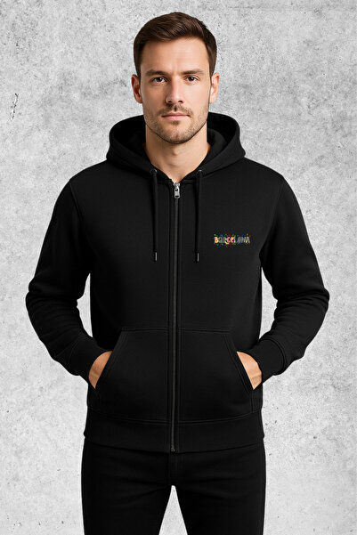 MOLICO Basic Unisex Kapüşonlu Kanguru Cepli BARCELONA BASKILI Sweatshirt