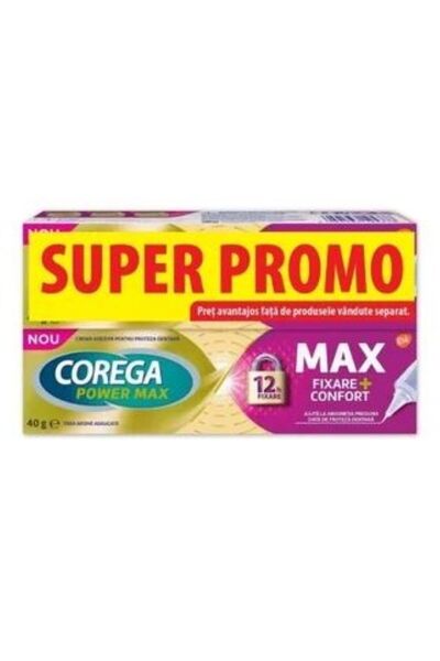 Other Pachet Crema adeziva pentru proteza Power Max Fixare + Mentol, 2 x 40g, Corega