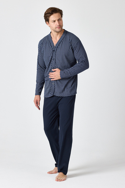 LadyMina Pijama Ανδρικό Σετ Πιτζάμες Μακρύ Κοιου