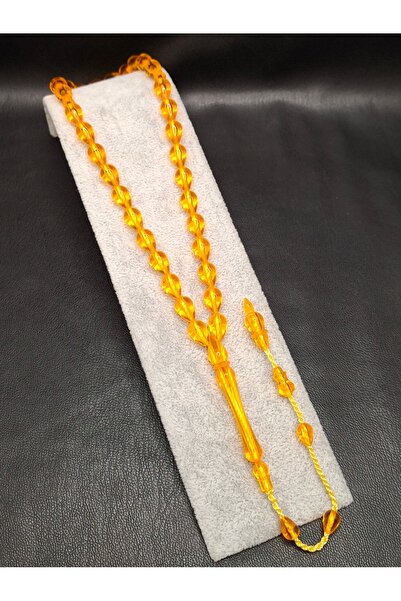 Han Ticarethane سبحة من حجر البخور الأصفر على شكل دمعة