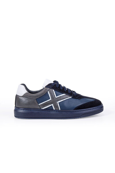 Vantaggio Xeon Navy Blue Inside and Outside 100% Genuine Leather Men's Sneaker Shoes