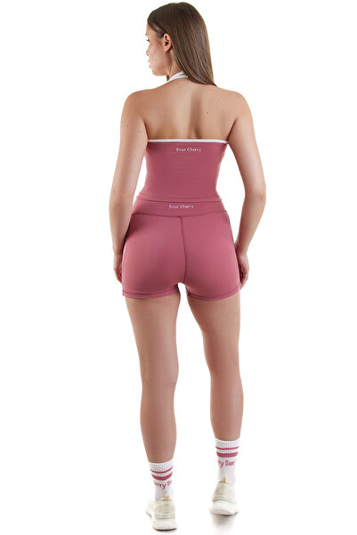 Sour Cherry Everyday High Waist Double-Breasted Shorts with Pocket Detail