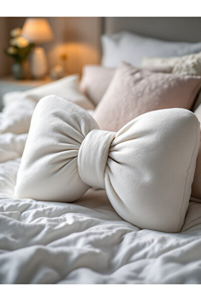 JACA Pernă decorativă cu aspect de fundă, cu fundă umplută cu panglică, pernă...