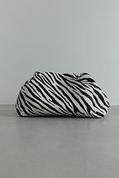 Suud Collection White Cove Zebra Drawstring Handbag