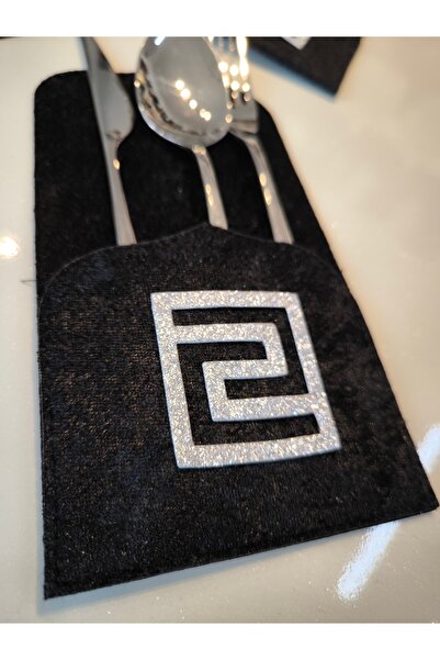 SEHARA 6 Pieces/Pocketed Spoon Rests/Velvet/Leather Embroidered/Leather Back/22.5X11Cm