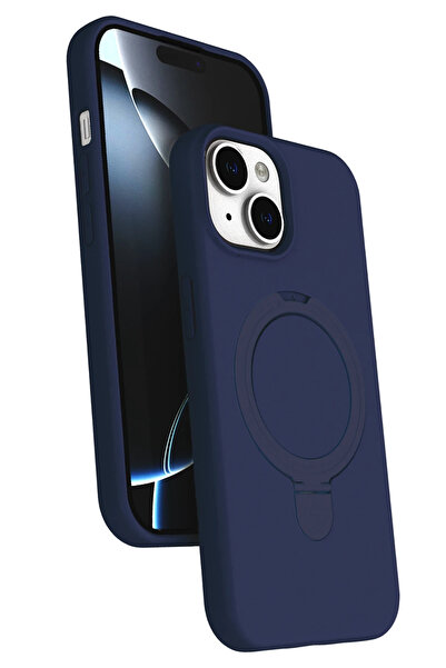 Nezih Case Apple iPhone 14 Plus / 15 Plus Uyumlu İçi Kadife Stand Olabilen Ha...
