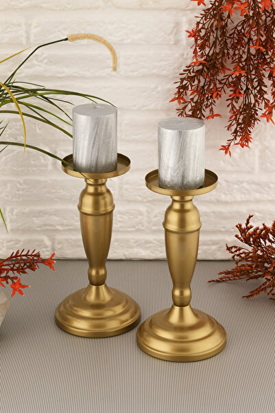 AKSESUAR EVRENİ Stefano Eskitme Mumluk Dekoratif Şamdan Düz Taban Paslanmaz K...