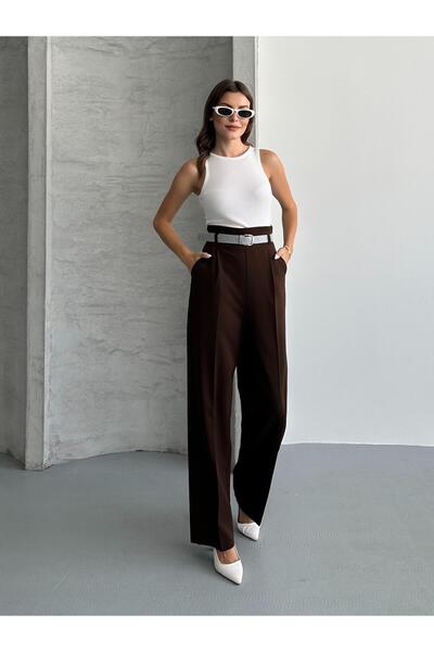FERZOLAİO Belted Brown Palazzo Pants